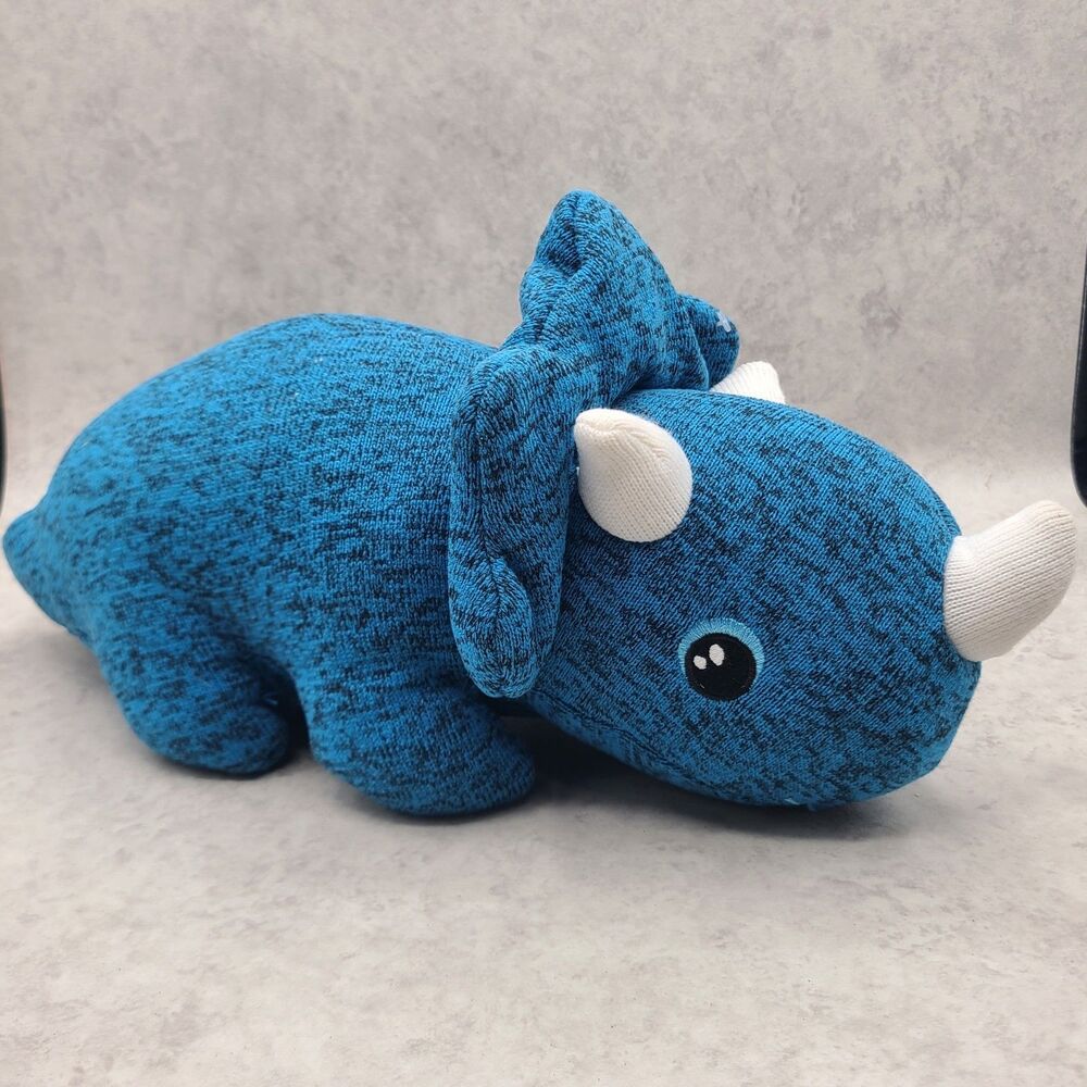 Toy Box Knitted Triceratops Plush Animal Blue Dinosaur 14"